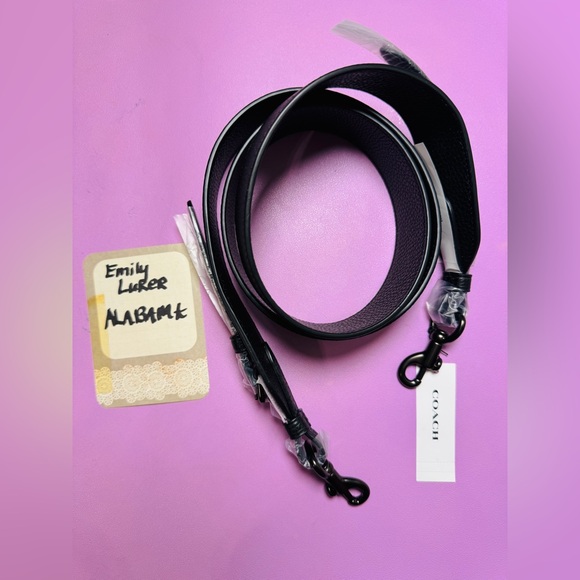 Coach Accessories Black Leather Novelty Strap Gunmetal Hardware